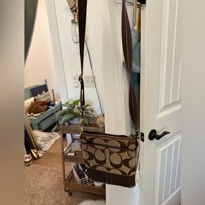 Coach Brown Leather Bag with Gold Accents
